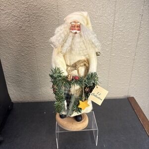 Vtg~TJ Collection‎ Santa Claus~1996~On a Wooden Stand